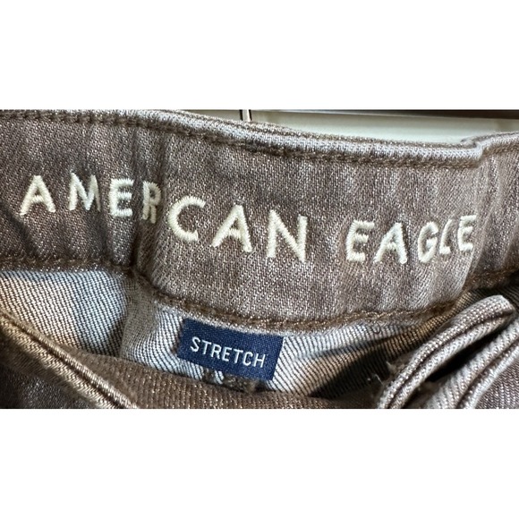 American Eagle Stovepipe Jeans Womens Size 8 Brown Baggy Relaxed Denim Pants - Picture 2 of 6